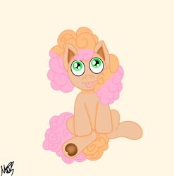 Size: 2075x2097 | Tagged: safe, artist:romo1308_lol, derpibooru import, li'l cheese, earth pony, pony, the last problem, colt, foal, male, redesign, simple background, solo, yellow background