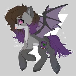 Size: 2000x2000 | Tagged: safe, artist:shelti, derpibooru import, oc, oc only, bat pony, pony, :p, bat wings, colored hooves, colored pupils, commission, countershading, female, flying, glasses, gray background, mare, simple background, solo, tongue, tongue out, wings