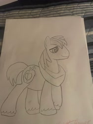 Size: 3024x4032 | Tagged: safe, artist:brisk bronco, derpibooru exclusive, derpibooru import, big macintosh, earth pony, lineart, male, photo, solo, stallion, traditional art, unshorn fetlocks