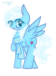 Size: 724x972 | Tagged: safe, artist:magicangelstarartist, derpibooru import, oc, oc only, pegasus, pony, clothes, female, looking at you, mare, multicolored hair, scarf, simple background, solo