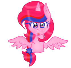 Size: 913x875 | Tagged: safe, artist:magicangelstarartist, derpibooru import, oc, oc only, alicorn, pony, female, half body, mare, multicolored hair, simple background, solo, spread wings, wings