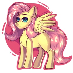 Size: 2000x2000 | Tagged: safe, artist:freak-side, derpibooru import, fluttershy, pegasus, pony, looking at you, simple background, smiling, solo, spread wings, wings