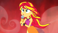 Size: 1920x1080 | Tagged: safe, derpibooru import, screencap, sunset shimmer, equestria girls, rainbow rocks, bare shoulders, clothes, female, sleeveless, solo