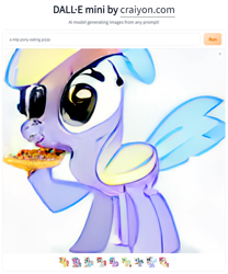 Size: 768x924 | Tagged: safe, derpibooru import, machine learning generated, pony, female, food, hoof hold, pizza, raised hoof, raised leg, solo, wat