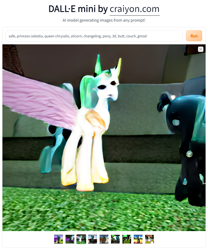 Size: 768x924 | Tagged: safe, derpibooru import, machine learning generated, princess celestia, queen chrysalis, alicorn, changeling, pony, 3d, butt, female, gmod, sofa, wat