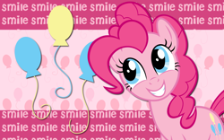 Size: 2560x1600 | Tagged: safe, artist:alicehumansacrifice0, artist:bengo538, artist:ooklah, derpibooru import, edit, pinkie pie, earth pony, pony, cutie mark, cutie mark background, female, looking up, mare, smiling, solo, wallpaper, wallpaper edit