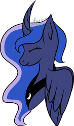 Size: 3000x5142 | Tagged: safe, artist:thecommandermiky, derpibooru import, princess luna, alicorn, pony, accessory, eyes closed, happy, horn, simple background, smiling, solo, spread wings, transparent background, wings