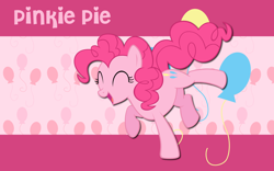 Size: 2560x1600 | Tagged: safe, artist:alicehumansacrifice0, artist:ooklah, artist:takua770, derpibooru import, edit, pinkie pie, earth pony, pony, cutie mark, cutie mark background, dancing, eyes closed, female, happy, mare, name, open mouth, open smile, raised leg, smiling, solo, wallpaper, wallpaper edit