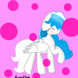 Size: 768x768 | Tagged: safe, artist:magicangelstarartist, derpibooru import, oc, oc only, pegasus, pony, birthday gift art, eyes closed, female, gift art, mare, side view, simple background, solo