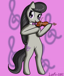 Size: 2480x2953 | Tagged: safe, artist:lurfy, derpibooru import, octavia melody, earth pony, pony, bipedal, female, hoof hold, musical instrument, violin