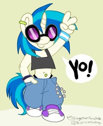 Size: 741x909 | Tagged: safe, artist:dagothurfanclub, derpibooru import, dj pon-3, vinyl scratch, anthro, unicorn, female, solo