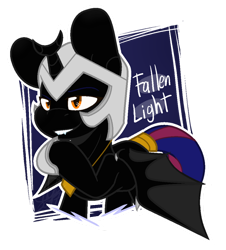 Size: 850x940 | Tagged: safe, artist:eivilpotter, derpibooru import, oc, oc only, oc:fallenlight, bat pony, armor, bat pony oc, simple background, solo