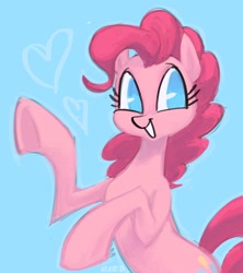 Size: 1772x2000 | Tagged: safe, artist:grease_online, derpibooru import, pinkie pie, earth pony, pony, female, light blue background, mare, simple background, solo