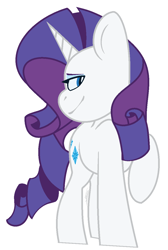 Size: 816x1216 | Tagged: safe, artist:eivilpotter, derpibooru import, rarity, pony, unicorn, female, head turn, looking at you, mare, raised hoof, raised leg, simple background, solo