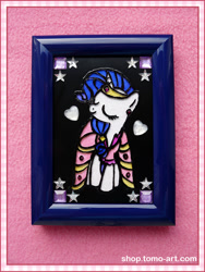 Size: 750x1000 | Tagged: safe, artist:facja, derpibooru import, rarity, pony, unicorn, clothes, craft, dress, gala dress, stained glass