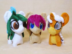 Size: 2048x1536 | Tagged: safe, artist:hellgacraft, derpibooru import, oc, oc only, earth pony, pegasus, pony, unicorn, chibi, commission, horn, irl, photo, plushie, standing, trio