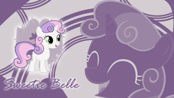 Size: 1920x1080 | Tagged: safe, artist:atomicgreymon, artist:biodegradablebox, artist:cradet, artist:pangbot, derpibooru import, edit, sweetie belle, pony, unicorn, abstract background, cutie mark crusaders patch, eyes closed, female, filly, foal, name, open mouth, open smile, smiling, solo, wallpaper, wallpaper edit