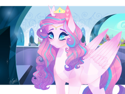 Size: 1024x768 | Tagged: safe, artist:jgreti, derpibooru import, princess flurry heart, alicorn, pony, crown, jewelry, older, older flurry heart, regalia, solo