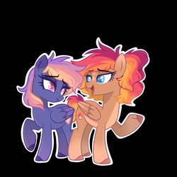 Size: 1200x1200 | Tagged: safe, artist:cosmicblaze_, derpibooru import, oc, oc only, oc:nova, pegasus, pony, eyebrows, eyebrows visible through hair, lidded eyes, looking at each other, looking at someone, open mouth, open smile, smiling