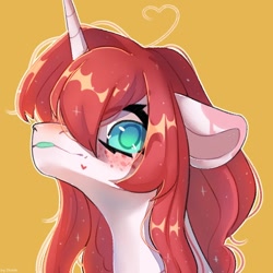 Size: 1000x1000 | Tagged: safe, artist:shelti, derpibooru import, oc, oc only, pony, unicorn, bust, colored pupils, commission, female, horn, looking at you, mare, simple background, solo