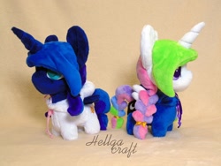 Size: 2048x1536 | Tagged: safe, artist:hellgacraft, derpibooru import, princess celestia, princess luna, alicorn, chibi, clothes, duo, duo female, female, horn, irl, mare, photo, plushie, standing, wings