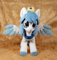 Size: 2682x2788 | Tagged: safe, artist:doctorkoda, derpibooru import, oc, oc only, pegasus, pony, colored hooves, colored wings, colored wingtips, commission, female, happy, irl, mare, photo, plushie, ponytail, smiling, spread wings, standing, wings