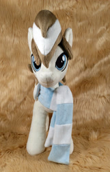 Size: 2418x3748 | Tagged: safe, artist:doctorkoda, derpibooru import, oc, oc only, earth pony, pony, clothes, commission, happy, irl, male, photo, scarf, smiling, solo, stallion, standing, striped scarf