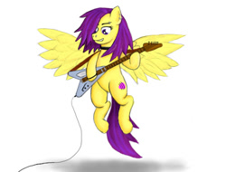 Size: 900x684 | Tagged: safe, artist:fastballncs, derpibooru import, oc, oc:strings, pegasus, electric guitar, flying v, guitar, musical instrument, pegasus oc, simple background, white background