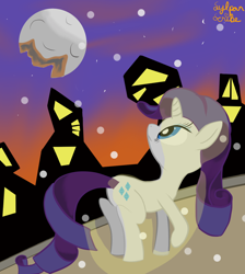 Size: 1284x1430 | Tagged: safe, artist:sylphanscribe, derpibooru import, rarity, pony, unicorn, female, moon, night, solo