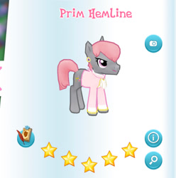 Size: 490x494 | Tagged: safe, derpibooru import, screencap, prim hemline, pony, gameloft