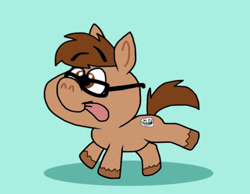 Size: 1016x787 | Tagged: safe, artist:cookie-lovey, derpibooru import, oc, oc only, earth pony, pony, 2014, glasses, green background, male, meme, simple background, smiling, solo, stallion, style emulation, the fairly oddparents, tongue, tongue out, trollface, unshorn fetlocks