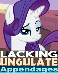 Size: 640x810 | Tagged: safe, derpibooru import, edit, rarity, pony, unicorn, caption, image macro, no hooves, reaction image, solo, text