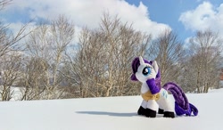 Size: 2048x1194 | Tagged: safe, derpibooru import, photographer:pakapaka1993, rarity, pony, irl, japan, photo, plushie, snow