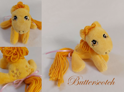 Size: 1299x960 | Tagged: safe, artist:starfulstitches, derpibooru import, butterscotch (g1), earth pony, pony, g1, female, lying down, mare, photo, plushie, prone, solo
