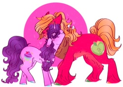 Size: 540x382 | Tagged: safe, artist:rareapples, derpibooru import, big macintosh, sugar belle, earth pony, 2d, digital art, female, love, male, mare, nuzzling, shipping, simple background, smiling, sugarmac