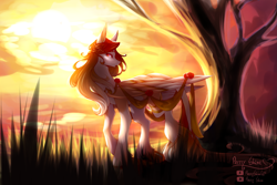 Size: 2993x2004 | Tagged: safe, artist:prettyshinegp, derpibooru import, oc, oc only, pegasus, pony, cloud, female, grass, mare, outdoors, pegasus oc, signature, tree, wings