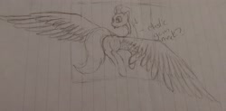 Size: 3290x1623 | Tagged: safe, artist:those kids in the corner, derpibooru import, spitfire, pegasus, pony, female, mare, old art, sketch, spread wings, tongue, tongue out, traditional art, wings