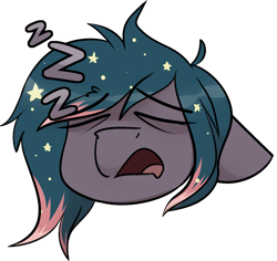 Size: 1666x1575 | Tagged: safe, artist:difis, derpibooru import, oc, oc only, oc:star universe, pegasus, cute, emote, ethereal mane, exhausted, female, mare, onomatopoeia, pegasus oc, sleeping, snoring, solo, sound effects, starry mane, zzz