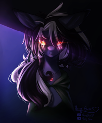 Size: 2230x2690 | Tagged: safe, artist:prettyshinegp, derpibooru import, oc, oc only, earth pony, pony, bust, earth pony oc, glowing eyes, looking at you, solo