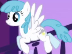Size: 236x178 | Tagged: safe, derpibooru import, screencap, lightning bolt, white lightning, pegasus, pony, friendship is magic, background character, background pony, cropped, female, flying, mare, solo, solo focus, spread wings, wings