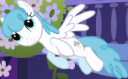 Size: 264x164 | Tagged: safe, derpibooru import, screencap, lightning bolt, white lightning, pegasus, pony, friendship is magic, background character, background pony, cropped, female, flying, mare, solo, solo focus, spread wings, wings