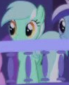 Size: 98x121 | Tagged: safe, derpibooru import, screencap, lyra heartstrings, minuette, pony, unicorn, friendship is magic, animation error, background character, background pony, cropped, female, mare, missing horn, solo focus