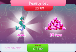 Size: 1270x860 | Tagged: safe, derpibooru import, merpony, bundle, costs real money, english, female, gameloft, gem, jewel, jewelry, mare, mobile game, my little pony: magic princess, necklace, numbers, official, sale, solo, solo focus, text