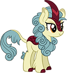 Size: 136x148 | Tagged: safe, derpibooru import, kirin, g4, the last problem, female, gameloft, horn, leg fluff, official, picture for breezies, season sunshine, simple background, smiling, solo, tail, transparent background