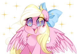 Size: 1454x1020 | Tagged: safe, artist:loyaldis, derpibooru import, oc, oc only, oc:bay breeze, pegasus, pony, bow, cute, excited, eye clipping through hair, female, hair bow, happy, heart, heart eyes, mare, open mouth, open smile, pegasus oc, simple background, smiling, solo, sparkles, sparkly eyes, spread wings, transparent background, wingding eyes, wings