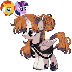 Size: 1000x1000 | Tagged: safe, artist:kazmuun, derpibooru import, sunburst, twilight sparkle, twilight sparkle (alicorn), oc, alicorn, pony, female, mare, offspring, parent:sunburst, parent:twilight sparkle, parents:twiburst, simple background, transparent background