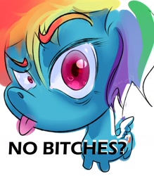 Size: 1470x1677 | Tagged: safe, artist:art jazly, derpibooru import, rainbow dash, pegasus, pony, female, meme, no bitches?, solo, tongue, tongue out