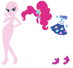 Size: 600x560 | Tagged: safe, artist:lordsfrederick778, artist:selenaede, derpibooru import, pinkie pie, equestria girls, alternate design, base used, simple background, solo, white background