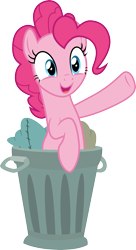 Size: 3000x5499 | Tagged: safe, artist:cloudy glow, derpibooru import, pinkie pie, horse play, .ai available, simple background, solo, transparent background, trash can, vector