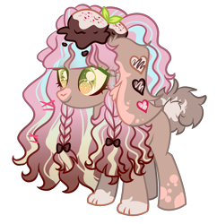 Size: 2250x2328 | Tagged: safe, artist:anno酱w, derpibooru import, hybrid, original species, rabbit, animal, base used, chocolate, food, ice cream, paws, pigtails, rabbit pony, simple background, transparent background